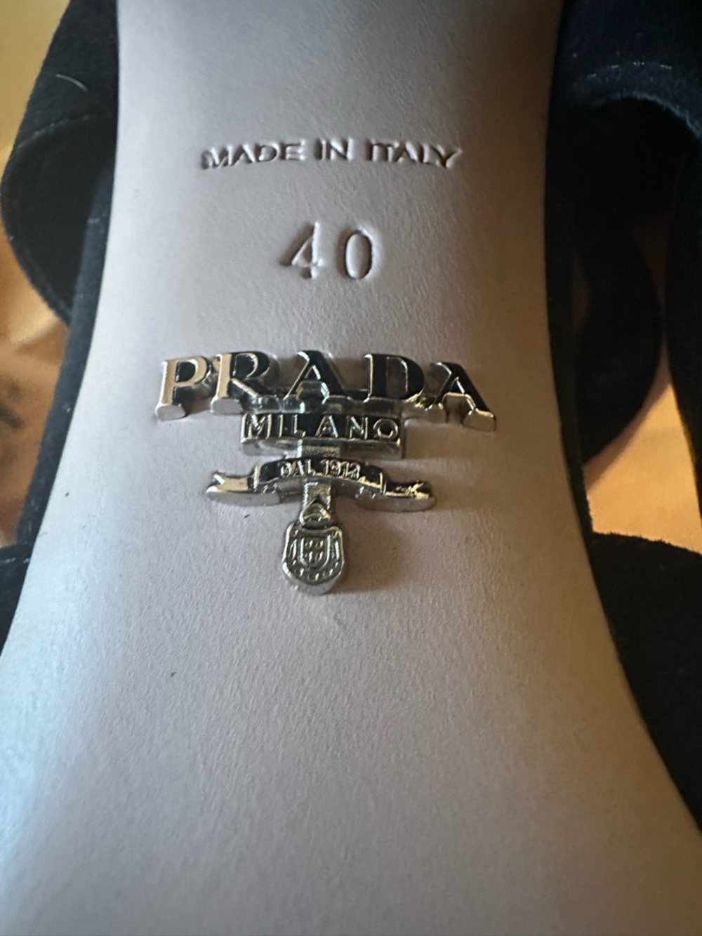 PRADA Black Suede Block Heel Cage Sandal, 85mm - Picture 5 of 8